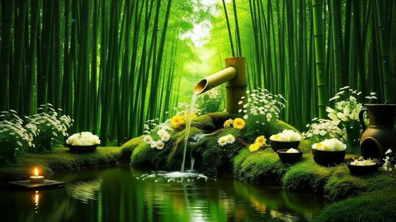 Mind Healing 🌿 Bamboo Water Sounds & Relaxing Music, Anxiety Relief