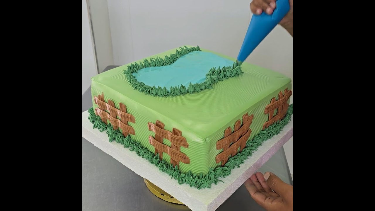 como decorar un pastel cuadrado de la granja de zenon facil y sencillo