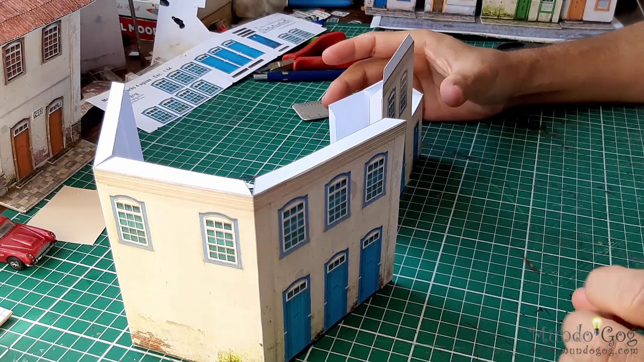 Casar&atilde;o Colonial 4 &Aacute;guas em miniatura MundoGog - DICAS DE MONTAGEM Vila Colonial Brasileira em Papel