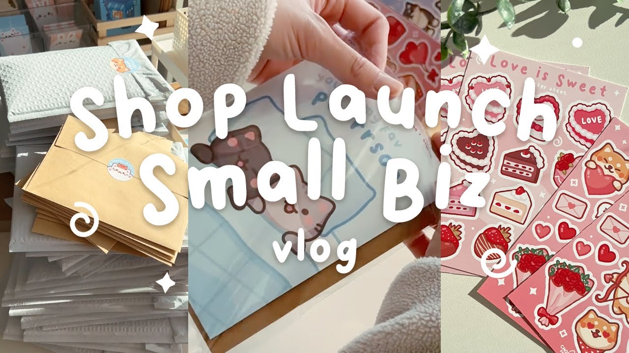 small business vlog ✧ valentine shop launch prep, making stickers & cards, packing orders