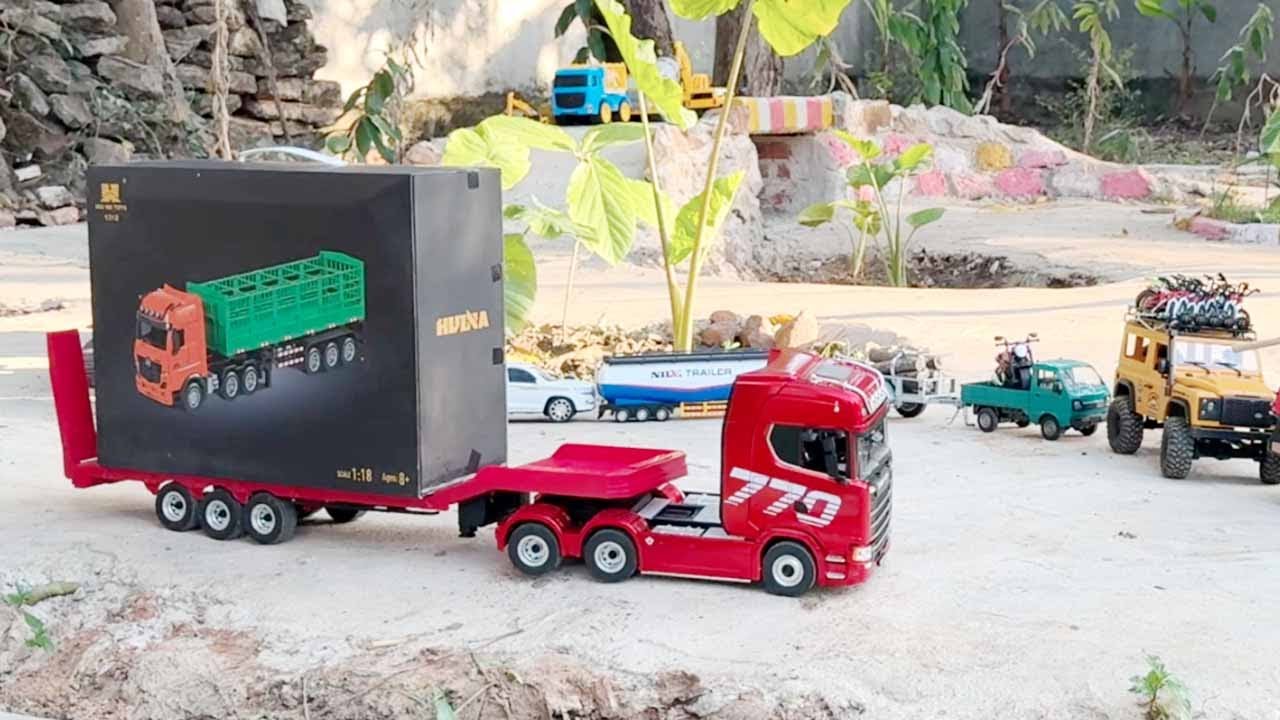 Unboxing truck Huina 1312 - RC TRUCK Container Trailer Remote Control Obstacle Simulation Test