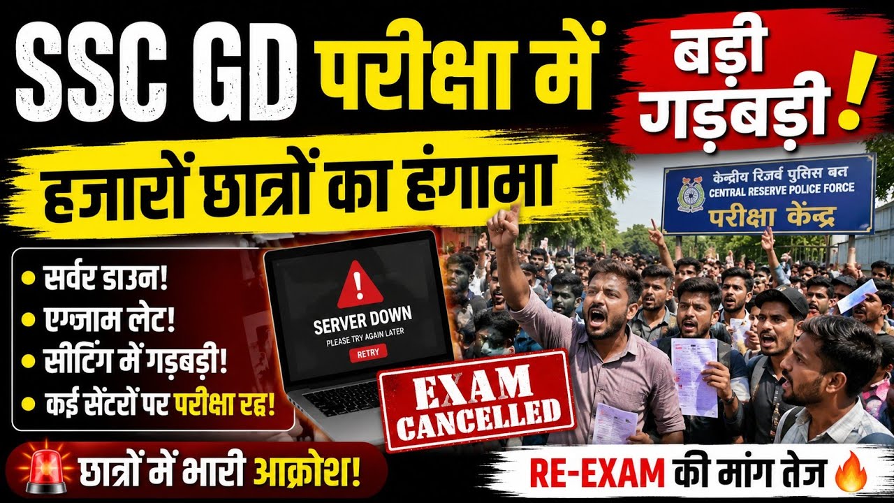SSC GD परीक्षा में भारी गड़बड़ी | Server Down, Seating Issue, Technical Glitch और Exam Cancel News l