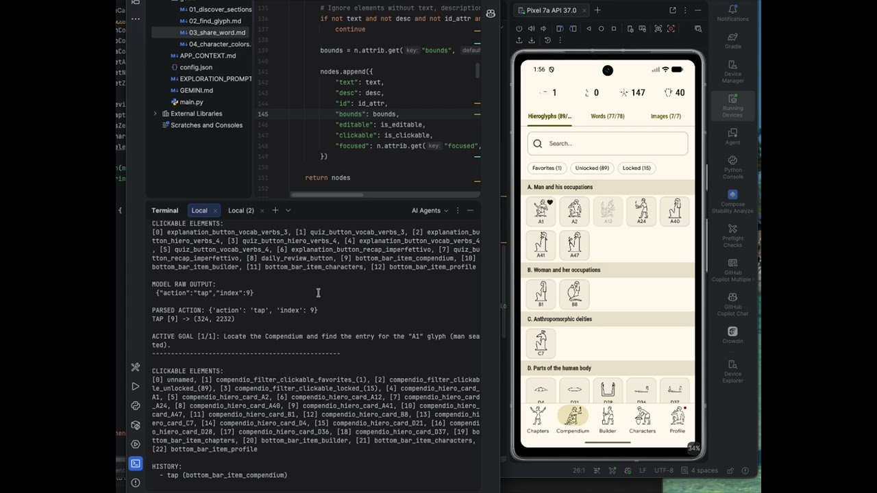 Android app tester with agentic LLM