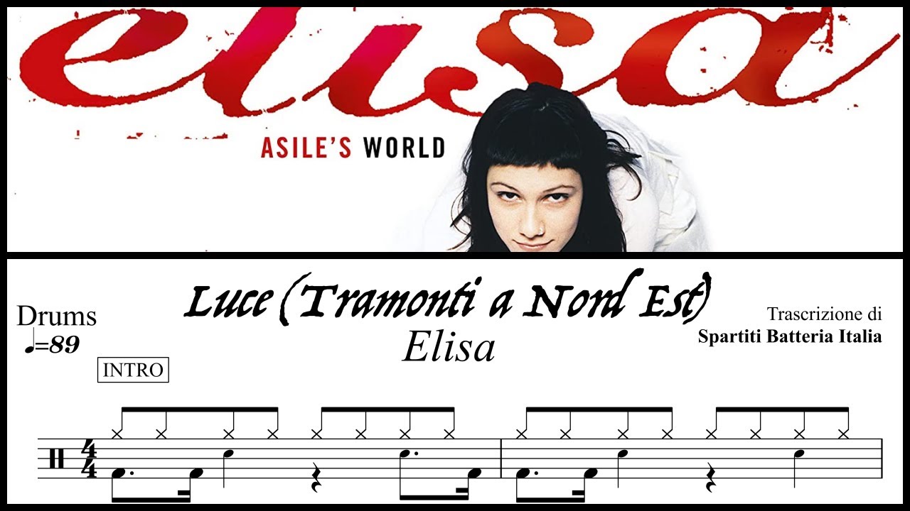 Luce (Tramonti a Nord Est) - Elisa drumless + spartito PDF