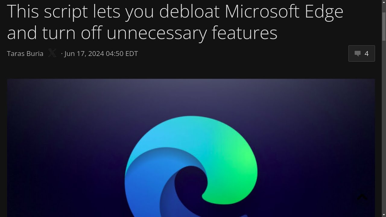 This script lets you debloat Microsoft Edge and turn off unnecessary features