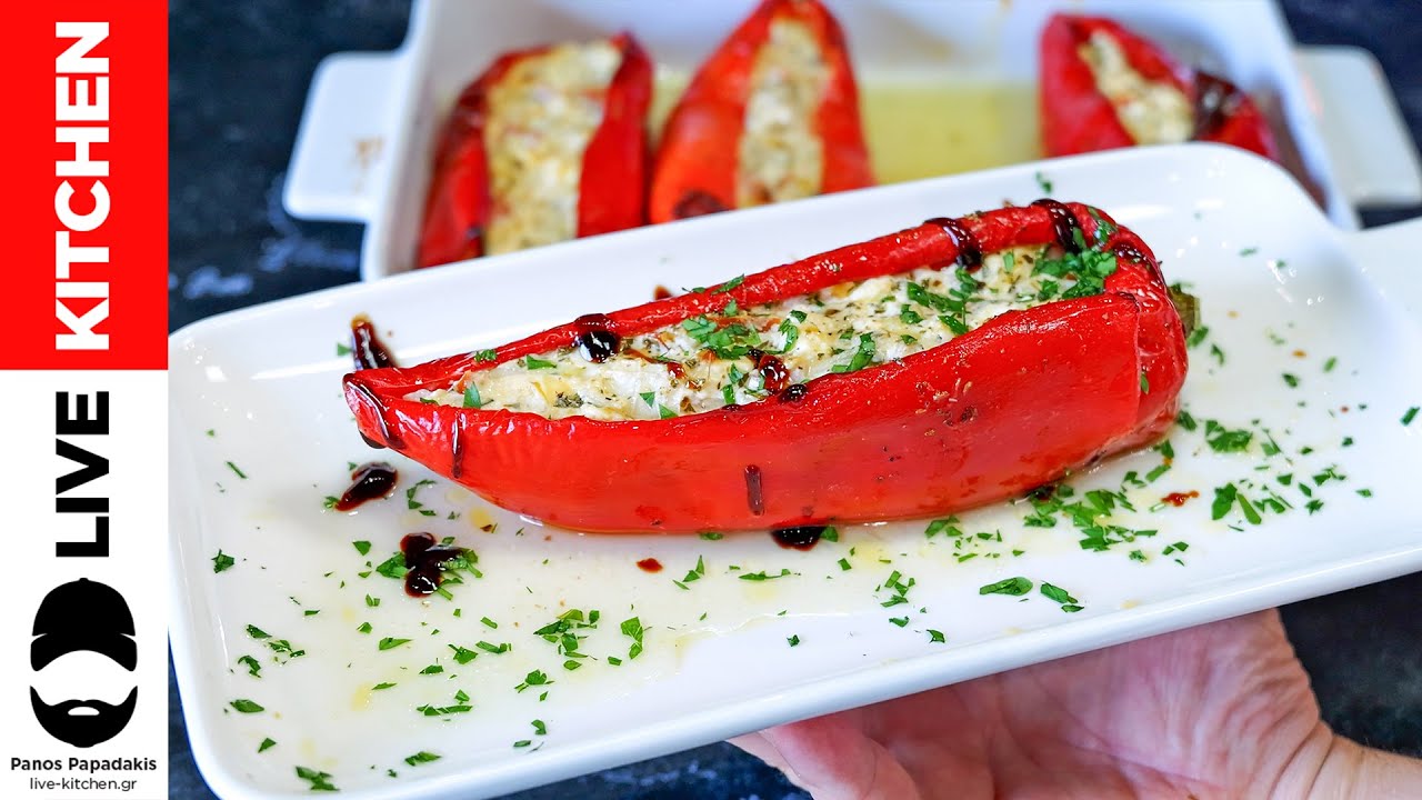 💯Идеальная греческая закуска, которая свела всех с ума 😋Фаршированный красный перец с фетой