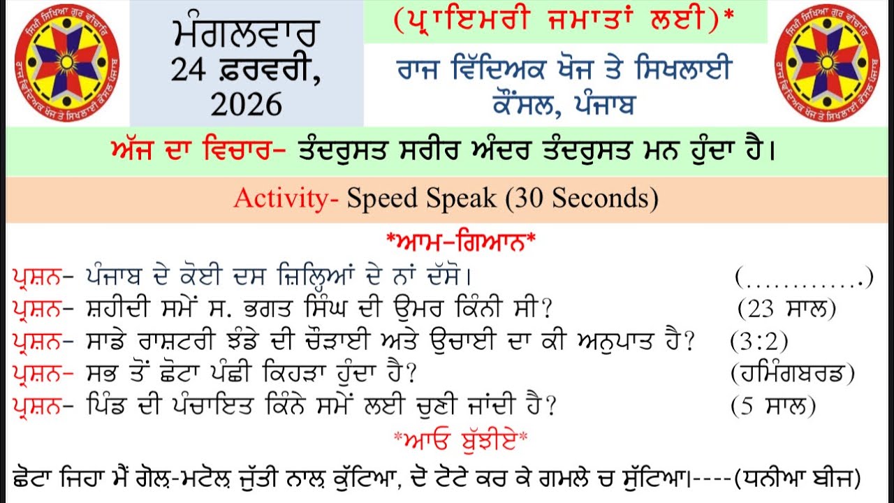 Daily Morning slide|GPS|pseb