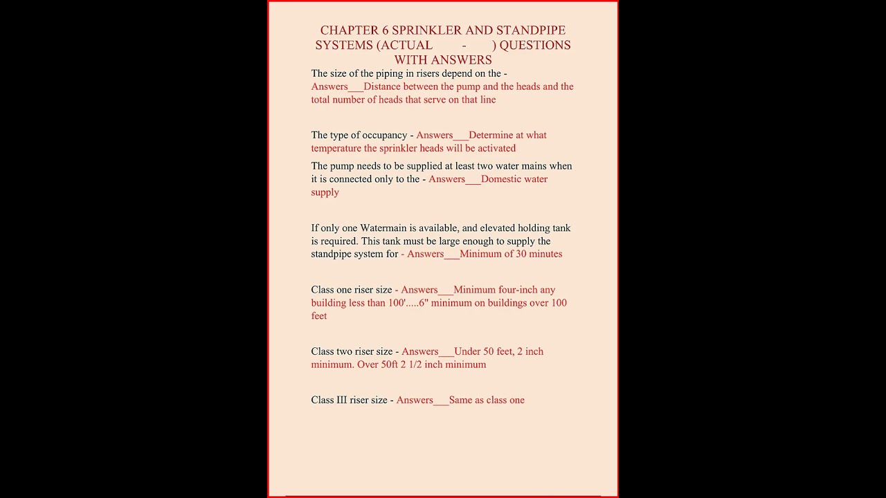 Chapter 6 Sprinkler And Standpipe Systems Actual video