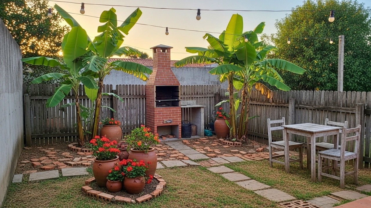 Un pequeño patio rústico con parrilla que enamora ideas auténticas de Brasil