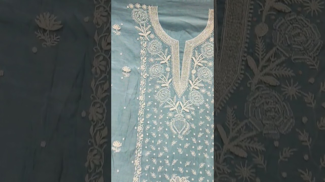 Lovely Chanderi suit handcrafted Moti chikan art J P chikan art ♥️ 
