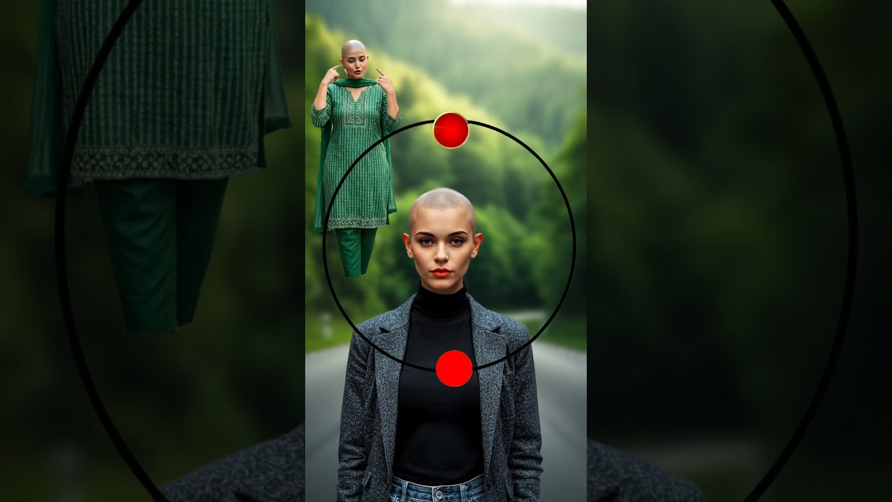 Show me the hair on the bald girl's head 