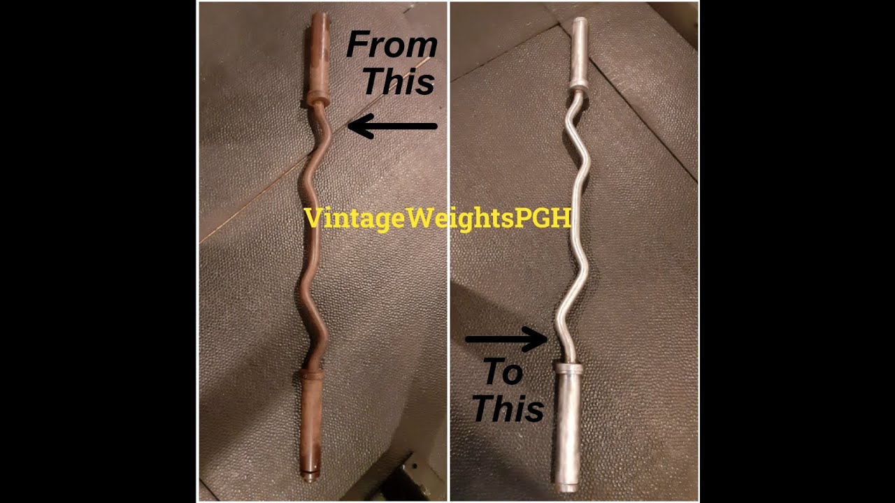 How to Clean a Rusty Barbell - Vintage York EZ Curl Bar Rust Removal and Restoration