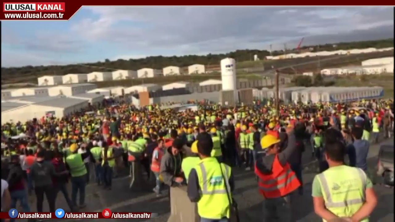 Binlerce iş&ccedil;i &ccedil;alışma koşullarını protesto etti ( 3. Havalimanı inşaatı eylemi )