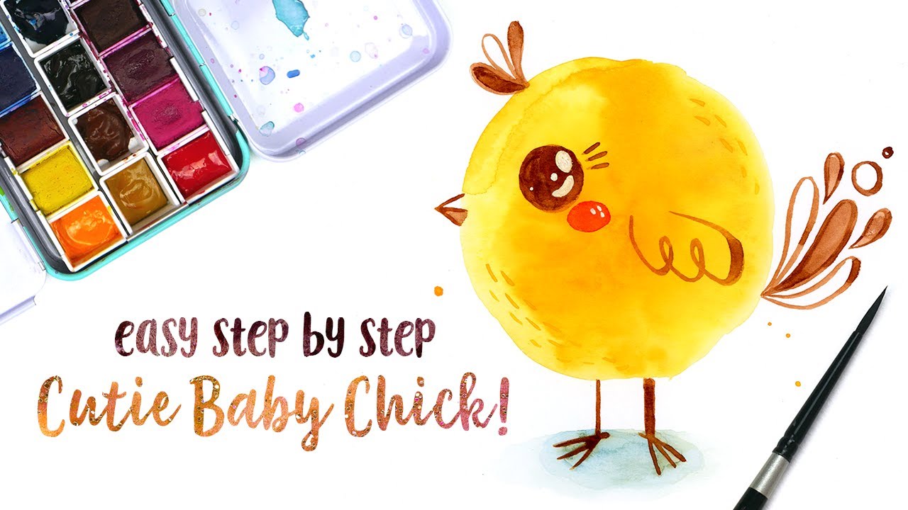 🐤 How to Paint a Cute Easter Baby Chick // Easy Step by Step Beginner Watercolor Tutorial!🎨