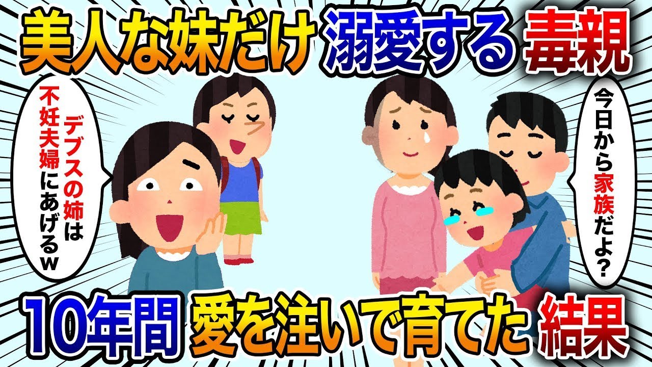 美しい妹だけを溺愛し、地味な姉を不妊の姉夫婦に預ける毒親。「太った子には未来がない」と言っていたが、数年後、叔母夫婦のおかげで妹が見違えるほど素敵になった。その姿を見た母が態度を変える【修羅場】。