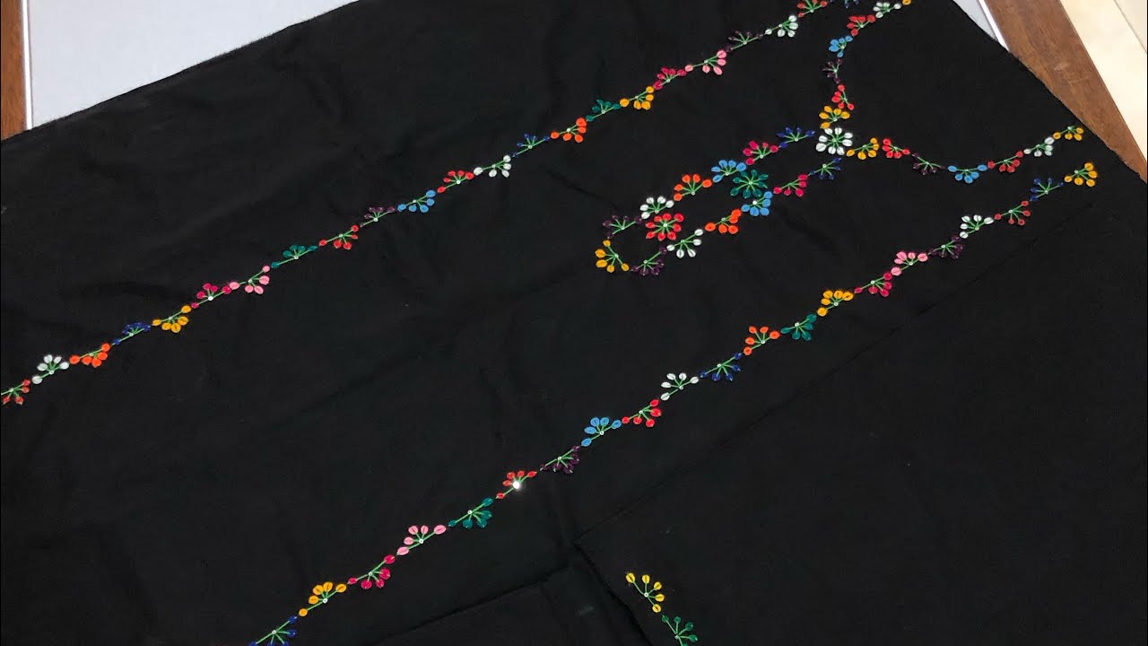 Black dresses with Milticolored hand embroidery || Latest new Sindhi hand embroidery design