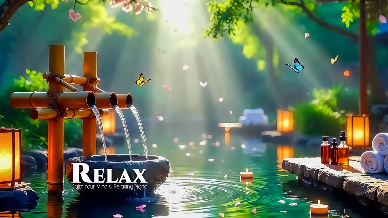 Relaxing Piano & Nature Waterfall Sounds 🌙 Deep Sleep Music, Stress Relief, Meditation
