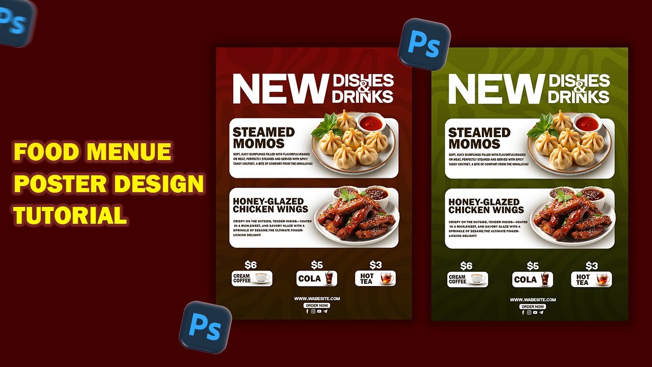 professional Food Menu Poster design in Adobe Photoshop in 2025