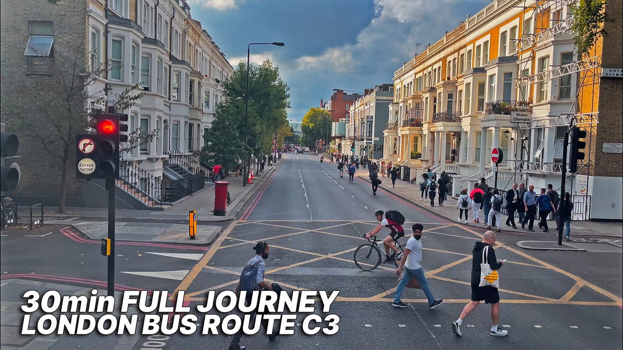 30-min London Bus Ride from Southwest to West London - Bus Route C3 - Clapham to Earl's Court 🚌