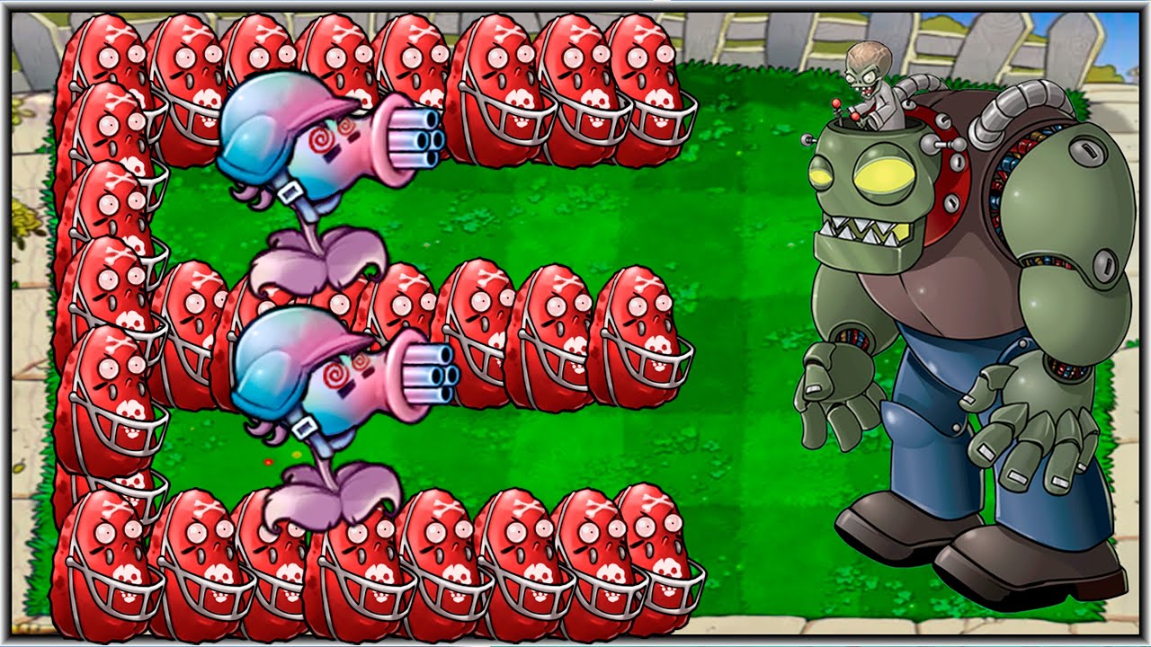 Guisante Gatling hipnótico + Nuez  Futbolista Vs Todos los Zombis PVZ Fusion
