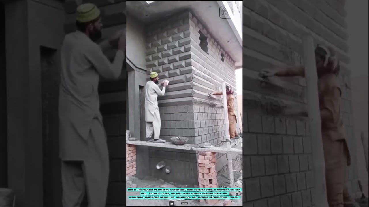 3D Wall Plaster Tool: Geometric Brick Texture Finishing Technique