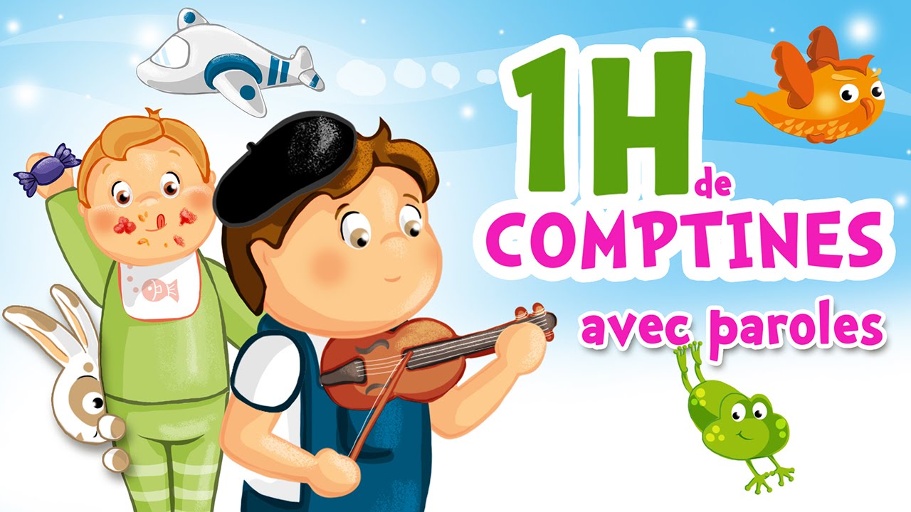1H de Comptines avec paroles pour bébé (Au clair de la lune, Le pont d'Avignon, Une souris verte...)