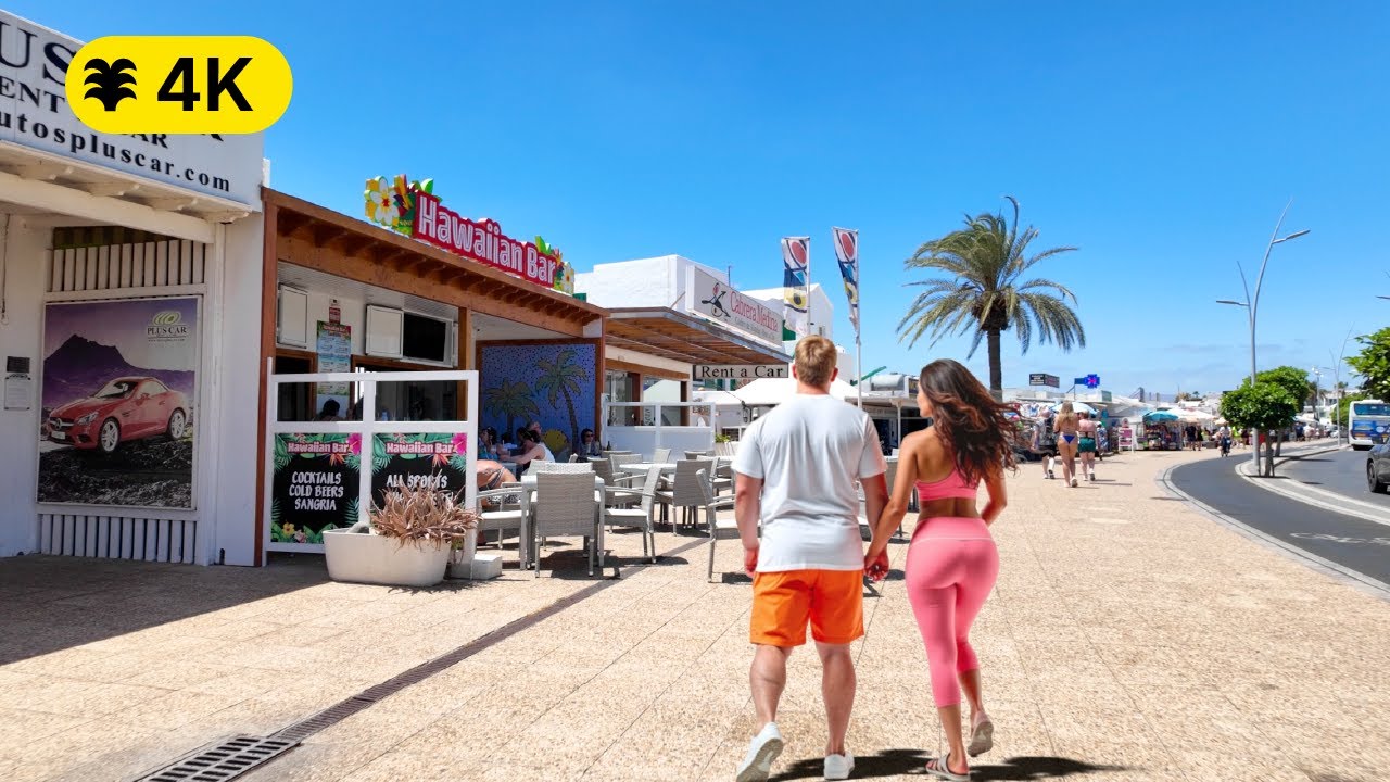 Puerto del Carmen Strip - Lanzarote Walking Tour 4K