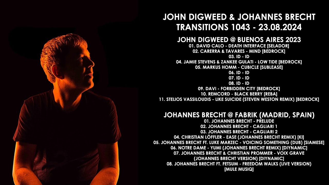 JOHN DIGWEED (UK) & JOHANNES BRECHT (Germany) @ Transitions 1043 23.08.2024