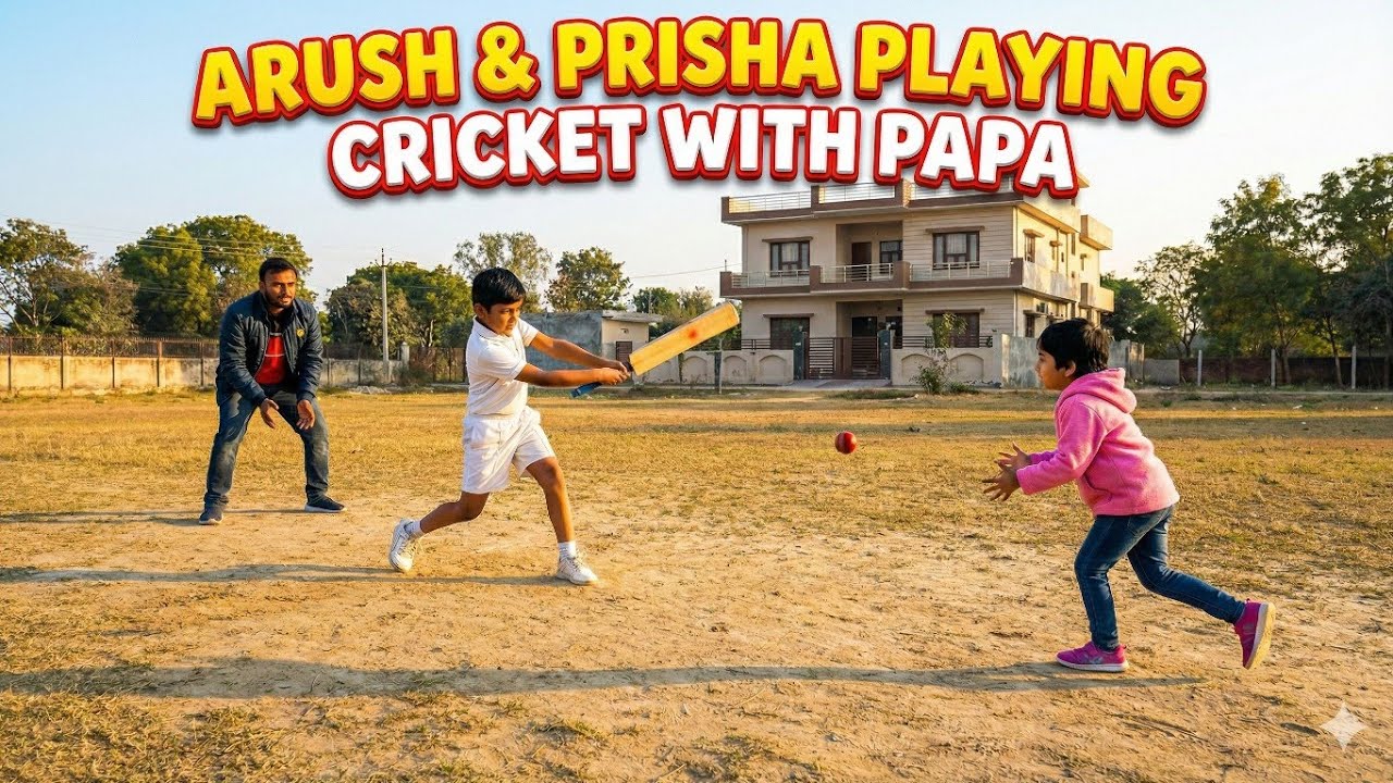 Arush & Prisha both are Playing Cricket with Papa #trending #vlogging #vlog #kidsvlogging