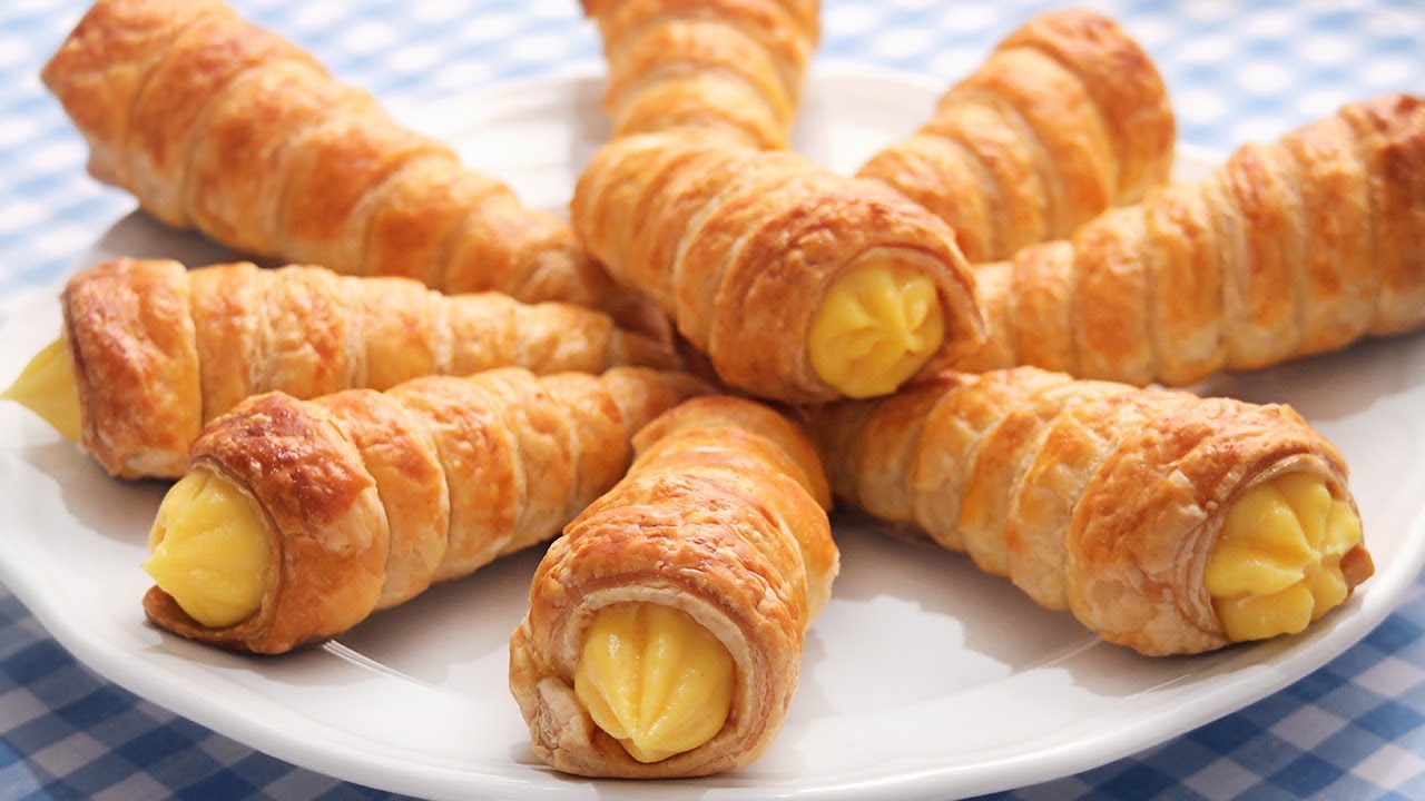 Canutillos o Conos de Hojaldre rellenos de Crema | Muy Crujientes y Deliciosos