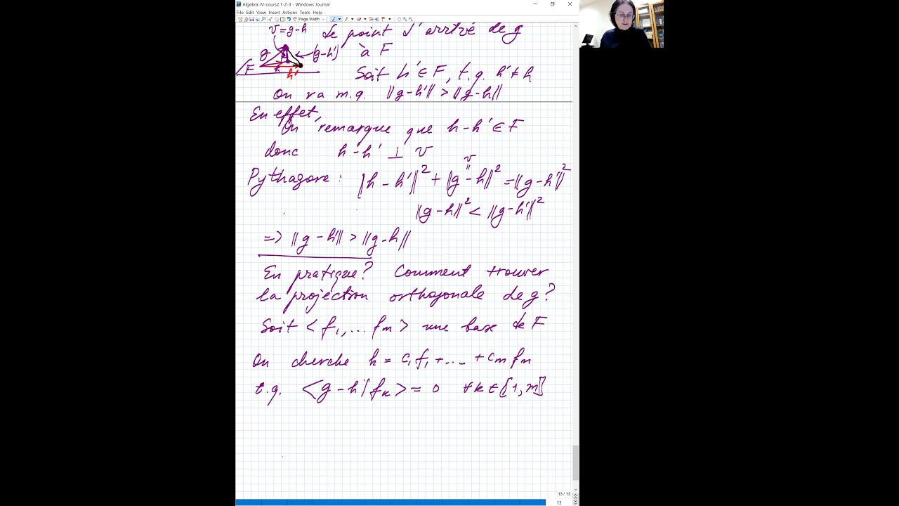 Algèbre IV - 2.5 - Projection orthogonale sur un sous-espace