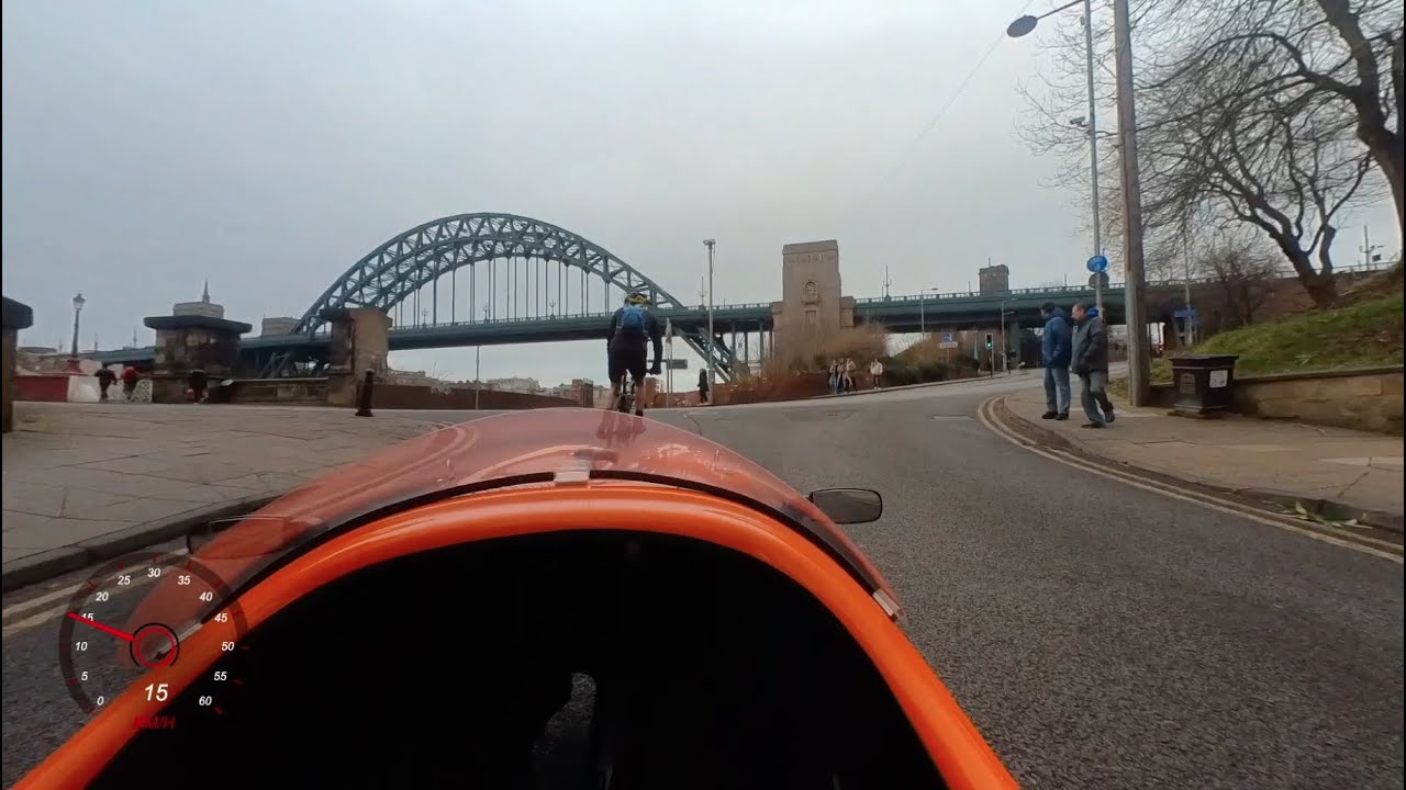 Velomobile along the Tyne
