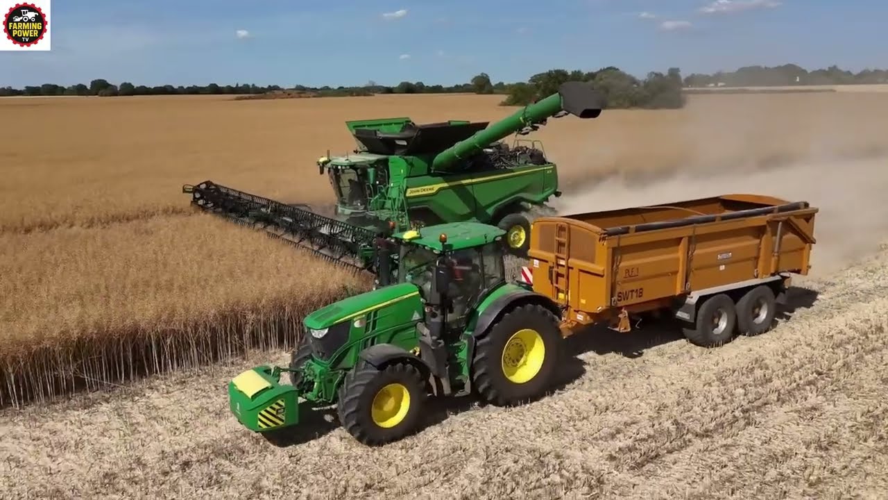 Farming Power: John Deere X9 Combine Harvesting in Action