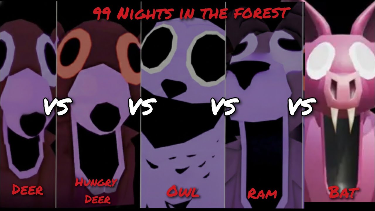 99 Nights in the Forest -  Deer VS Hungry Deer VS Owl VS Ram VS Bat (JUMPSCARES)
