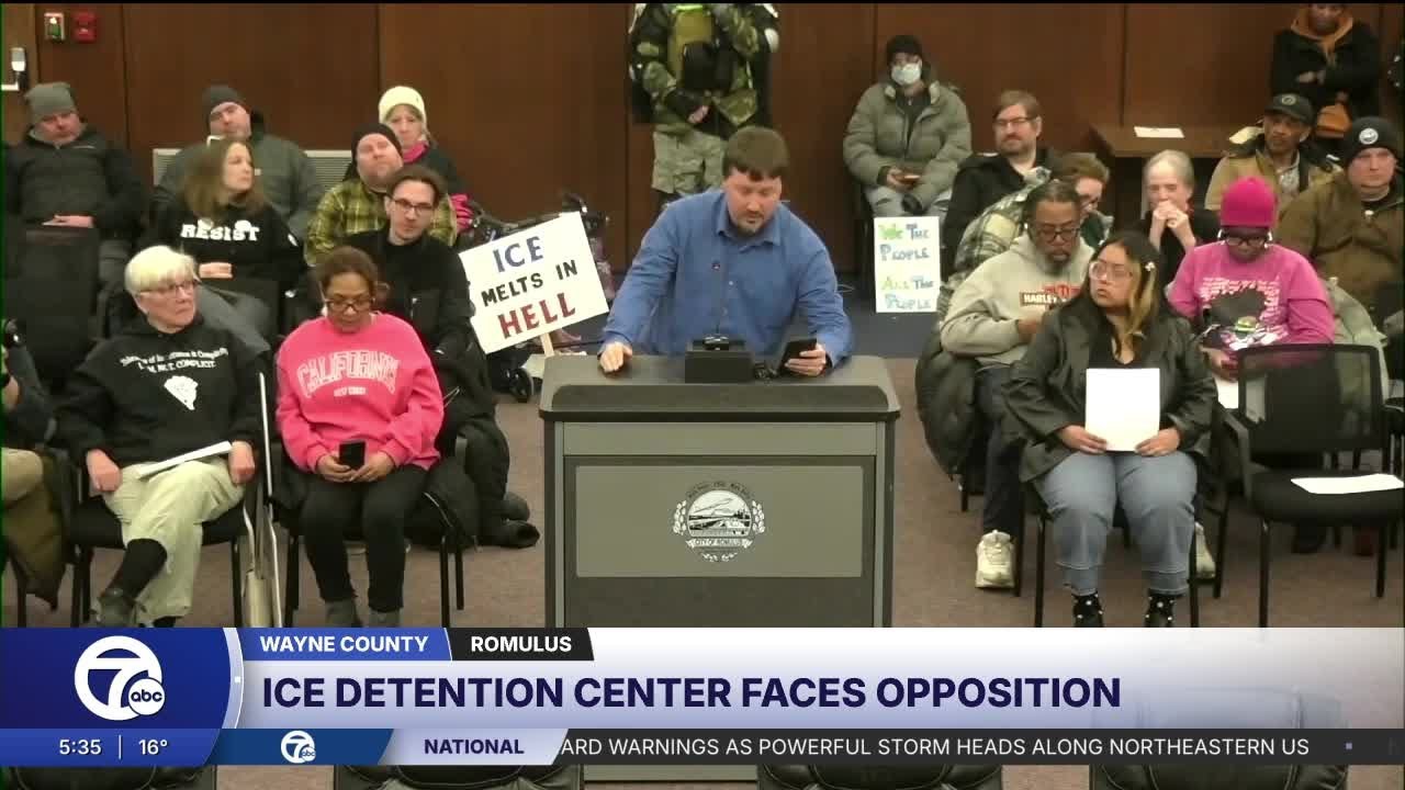 Romulus leaders pass resolution opposing ICE detention facility plan after protest