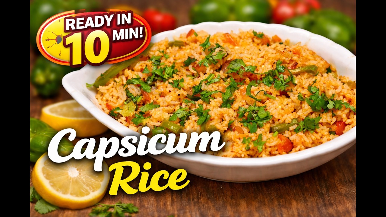 Capsicum Rice Recipe | Easy 10 Min Veg Rice | Lunch Box Special | Quick VegRice Recipe for Busy Days