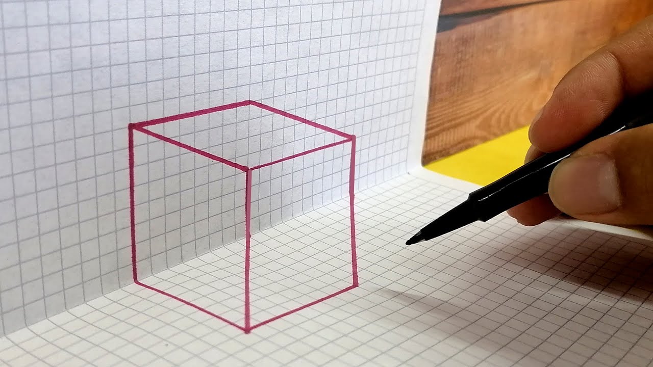 🔴 Como Dibujar un CUBO 3D - Truco de arte en papel cuadriculado - Easy Art