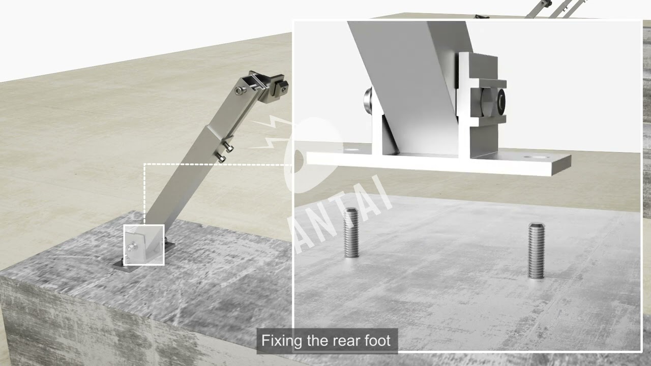 The adjustable tilt flat roof mounting system on concrete roof installation video