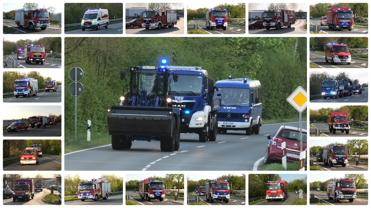 [Erstmalig][Colonnes]  Feuerwehr,polizei,Deutsches Rotes Kreuz und THW zu einem Großbrand in Ochtrup