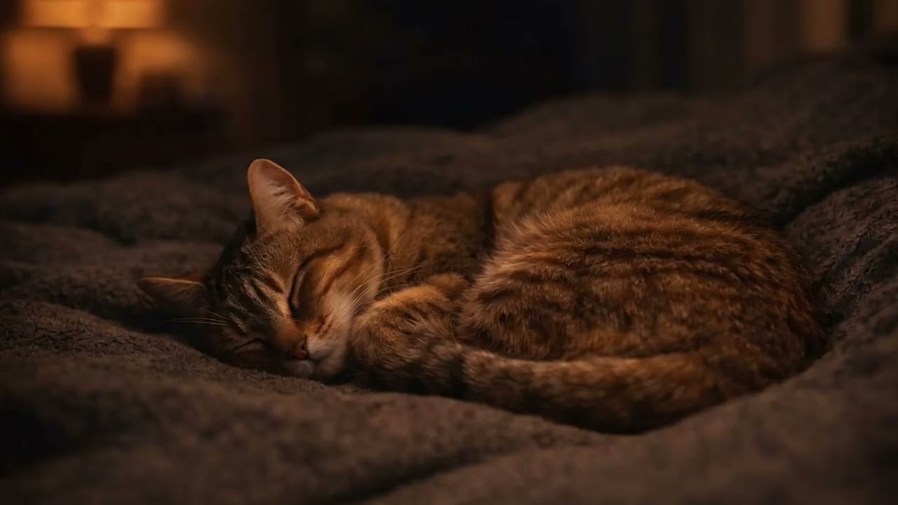 Cozy Sleeping Cat | Relaxing Nighttime Room Ambience