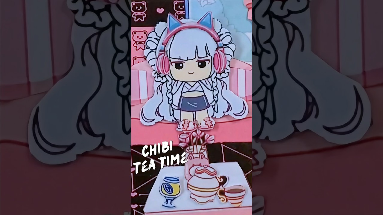 Chibi Tea Time 🍵 Cozy Paper Doll Scene (Visual ASMR)