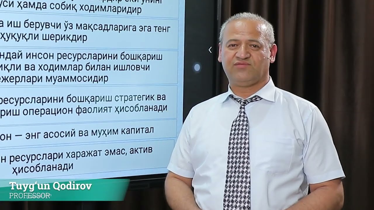 Biznes va tadbirkorlik oliy maktabi professori Tuyg'un Qodirovning navbatdagi darsi