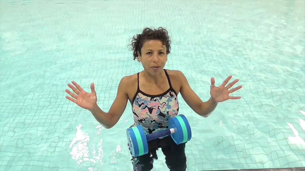 Aqua Instructor tip #36a Single Dumbell donkey kick