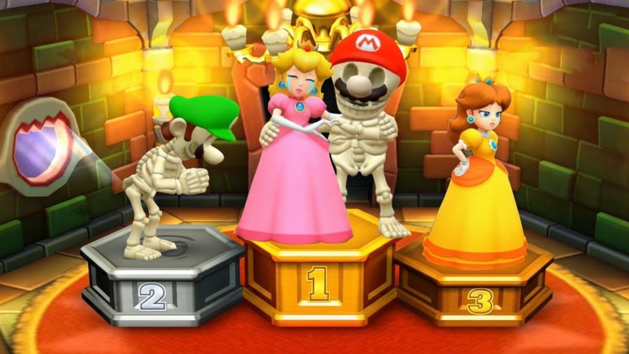 [マリオパーティシリーズ 3DS: ミニゲームマリオSkeleton Vs ルイージSkeleton Vs ピーチ Vs デイジー(CPU最強 たつじん)]
