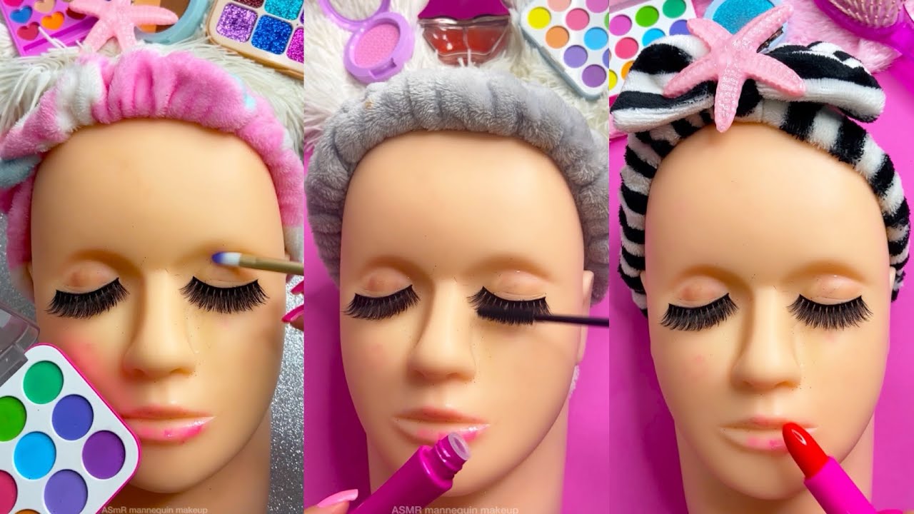 ASMR Satisfying with Unboxing & Review Mannequin Makeup Relaxing time glow up Sounds Fast No talk 