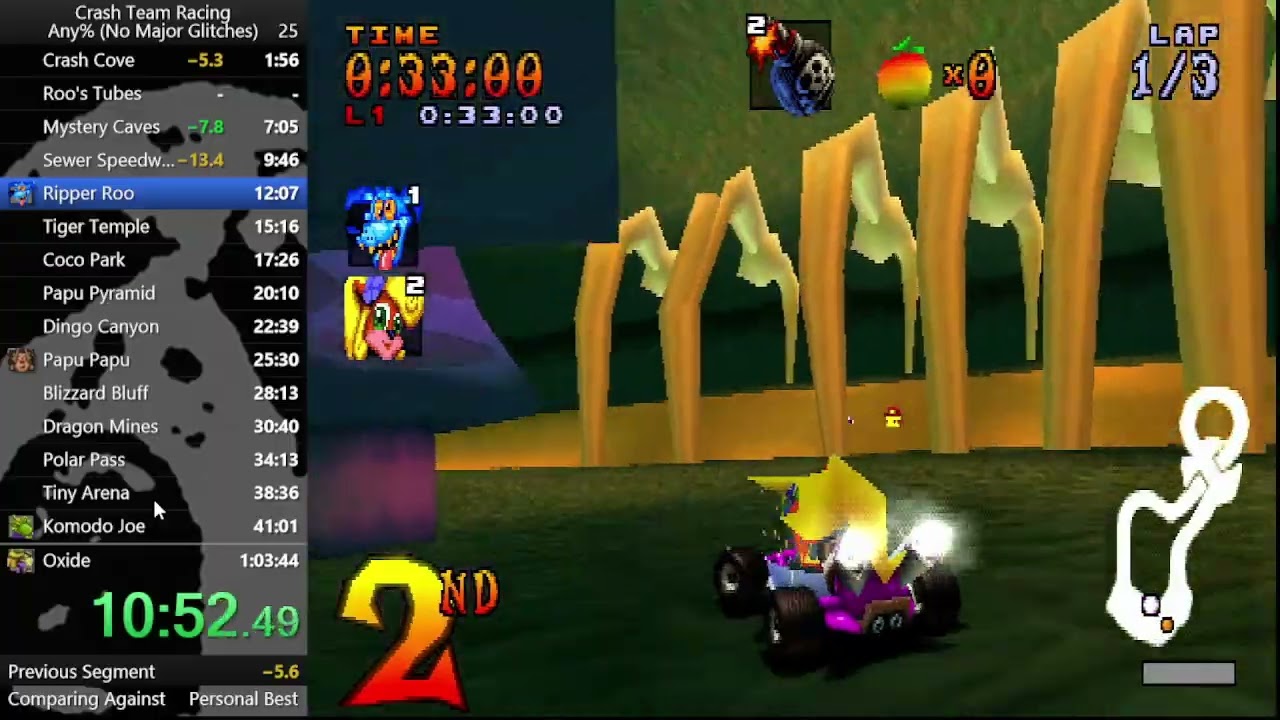 CTR any% (no major glitches) - 1:01:18 (Old PB 12/12/2025)