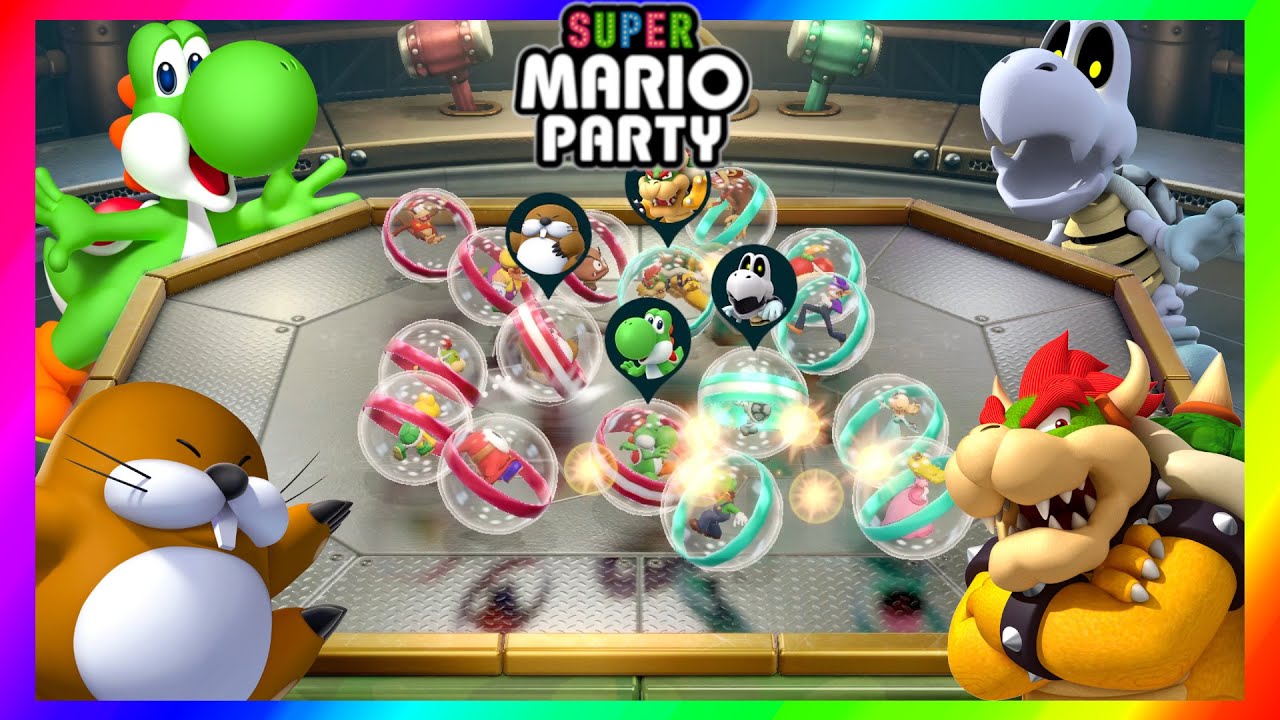 Super Mario Party Minigames #552 Monty Mole vs Bowser vs Yoshi vs Dry Bones