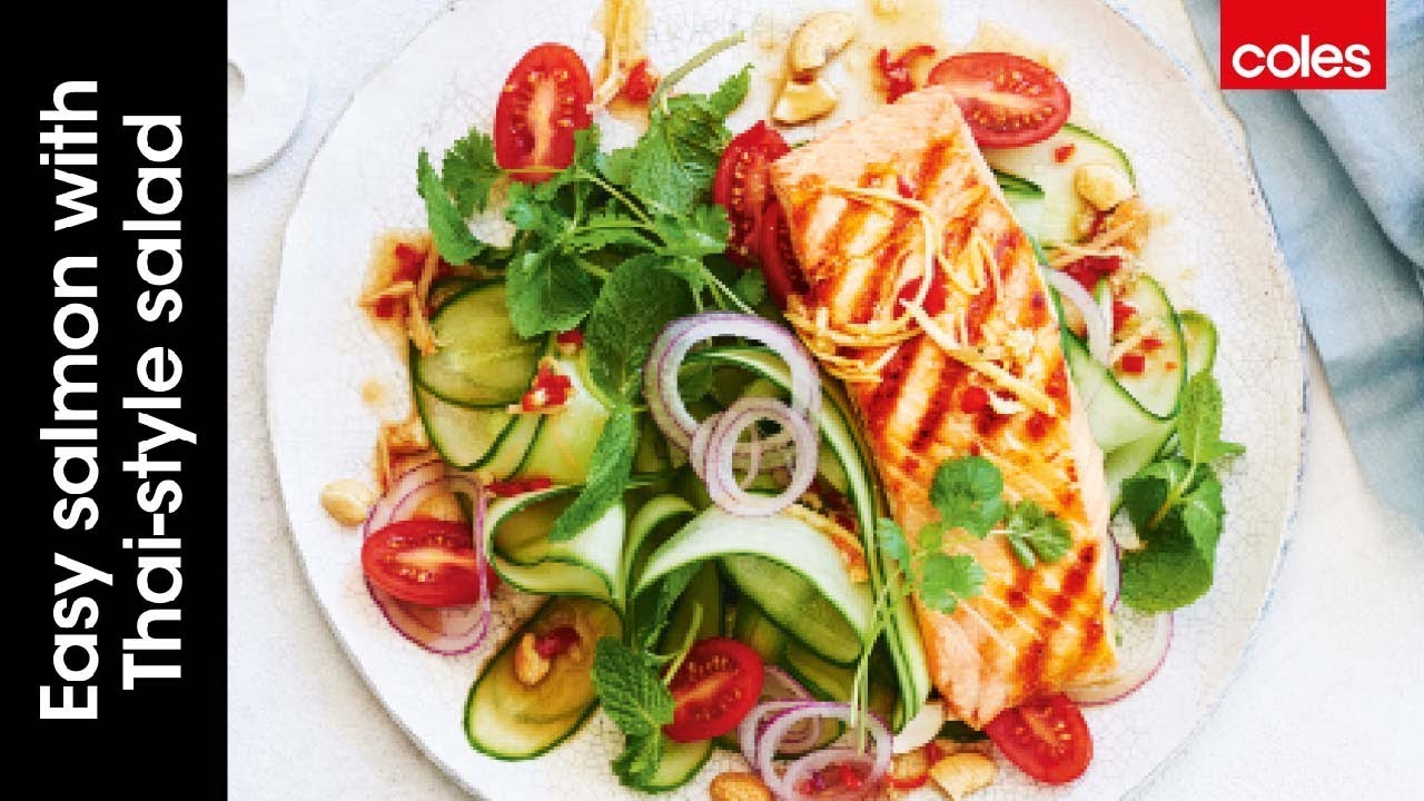Easy salmon with Thai style salad