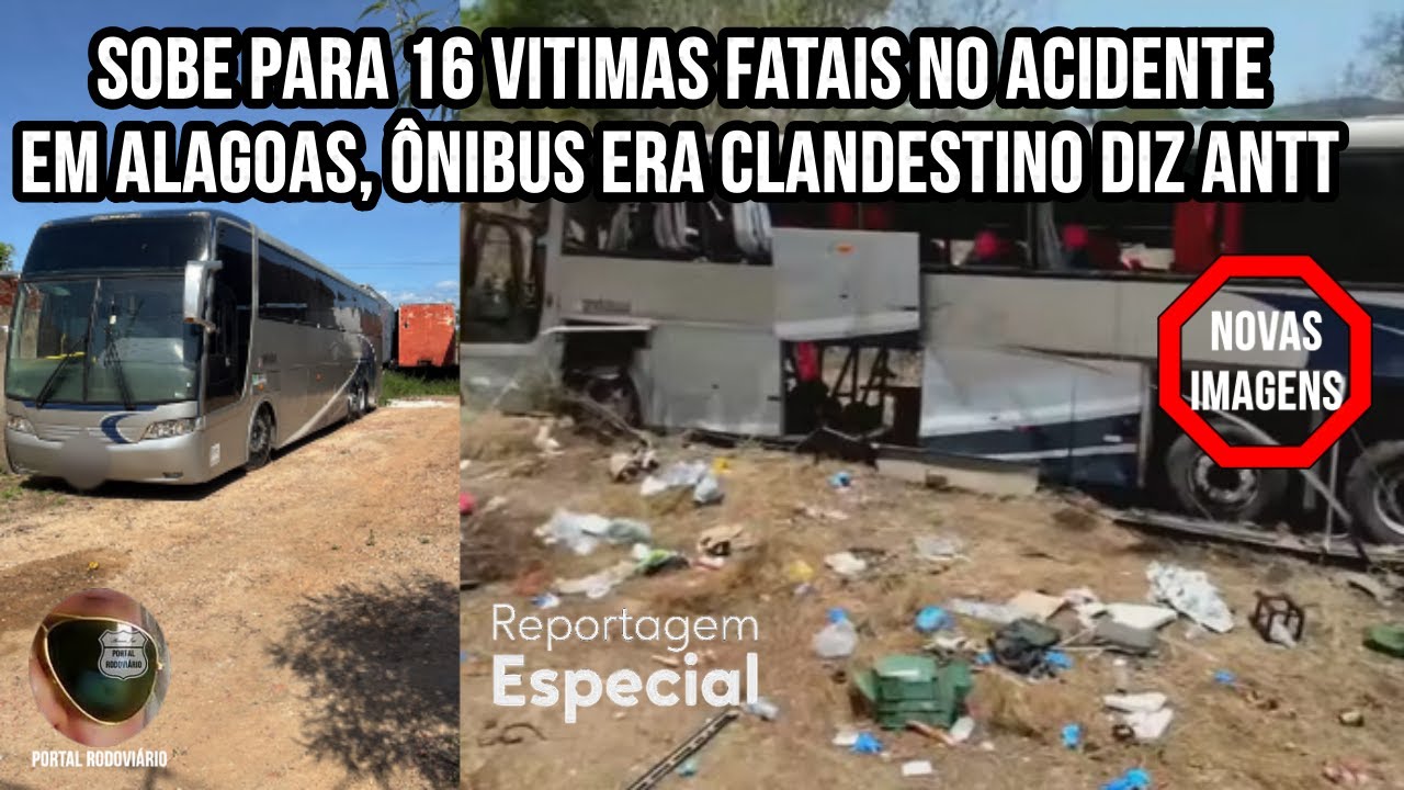 Sobe para 16 o número de vítimas fatais no acidente com ônibus clandestino em Alagoas