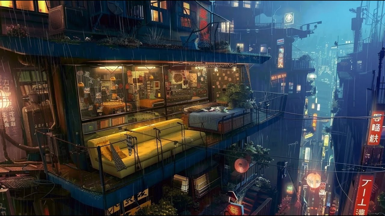Rainy Neon Nights 🌧️ Lofi Hip Hop & Gentle ASMR Rain Sounds for Sleep & Study
